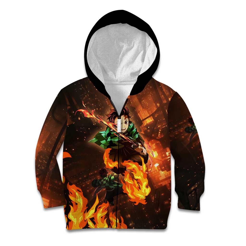 Kamado Tanjiro in Infinity Castle - Demon Slayer Kid Hoodie Anime Style