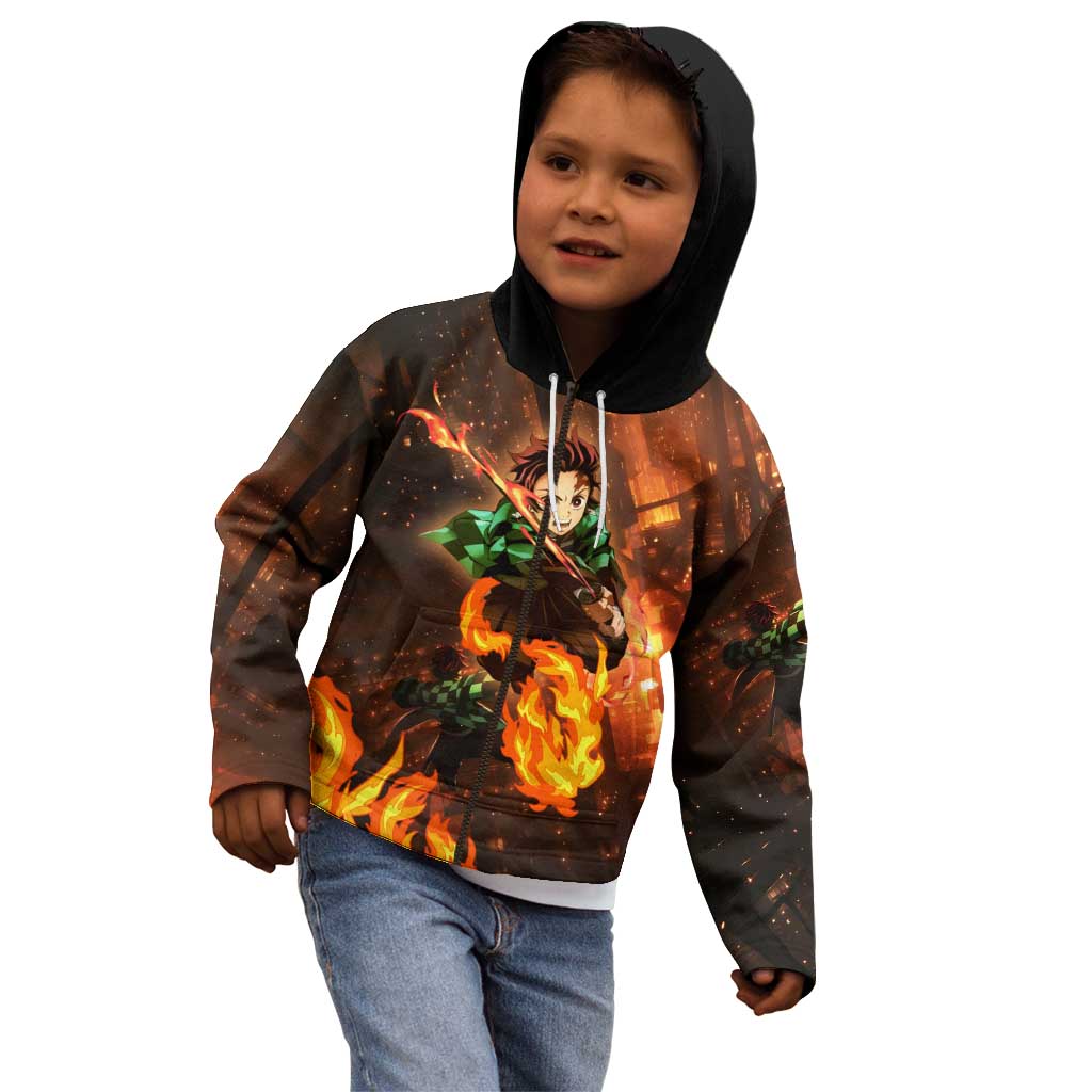 Kamado Tanjiro in Infinity Castle - Demon Slayer Kid Hoodie Anime Style