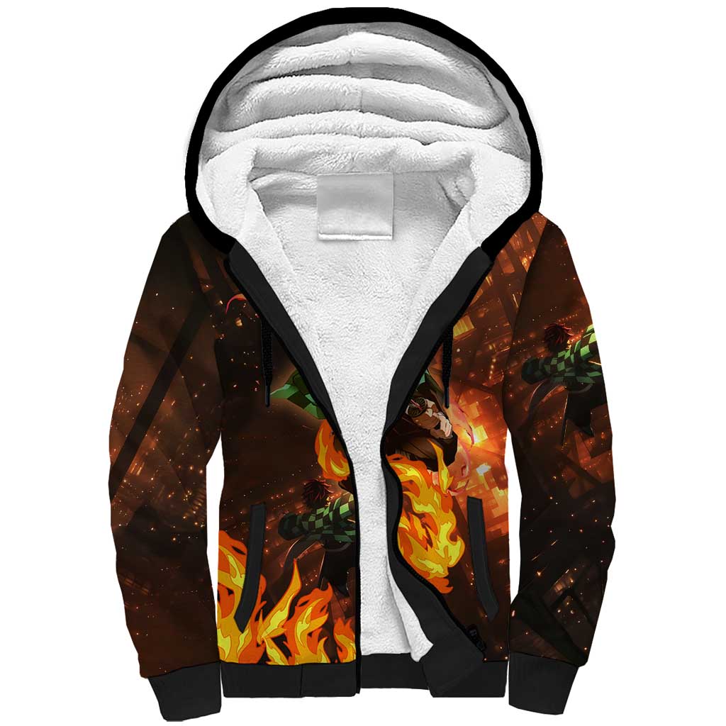 Kamado Tanjiro in Infinity Castle - Demon Slayer Sherpa Hoodie Anime Style