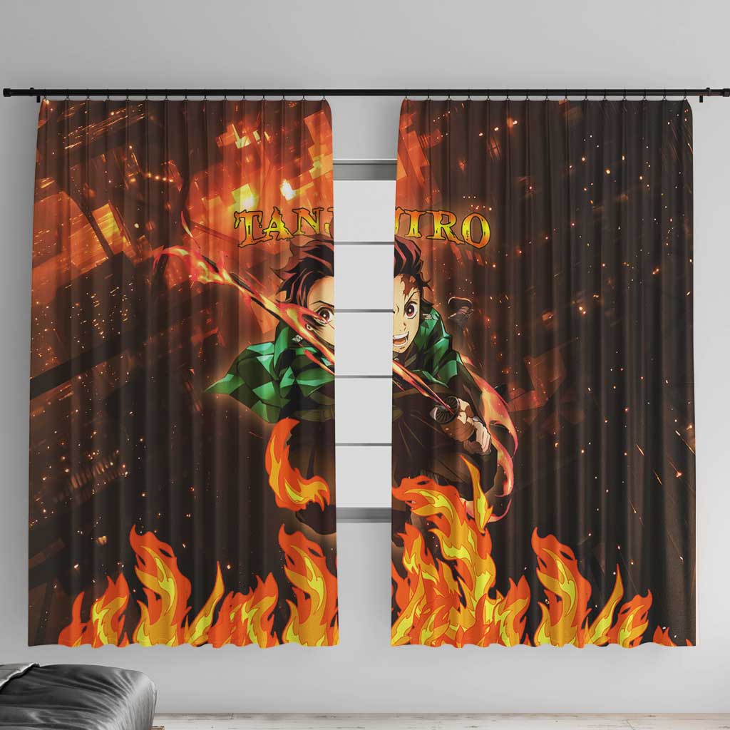 Kamado Tanjiro in Infinity Castle - Demon Slayer Window Curtain Anime Style