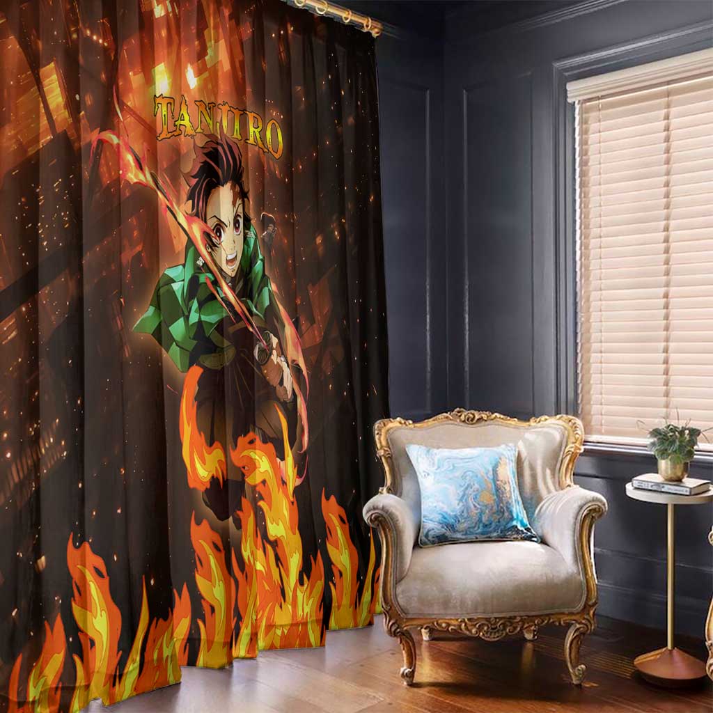 Kamado Tanjiro in Infinity Castle - Demon Slayer Window Curtain Anime Style