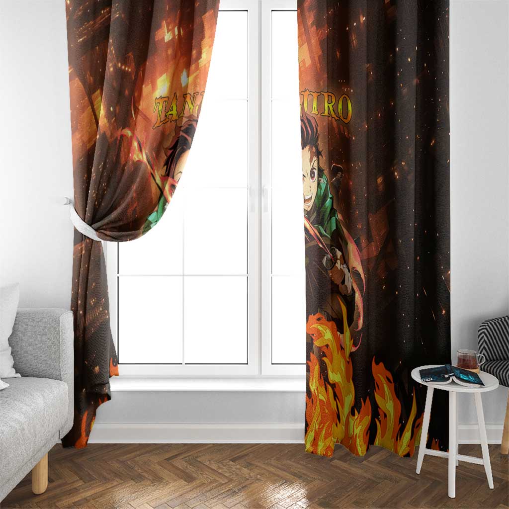 Kamado Tanjiro in Infinity Castle - Demon Slayer Window Curtain Anime Style