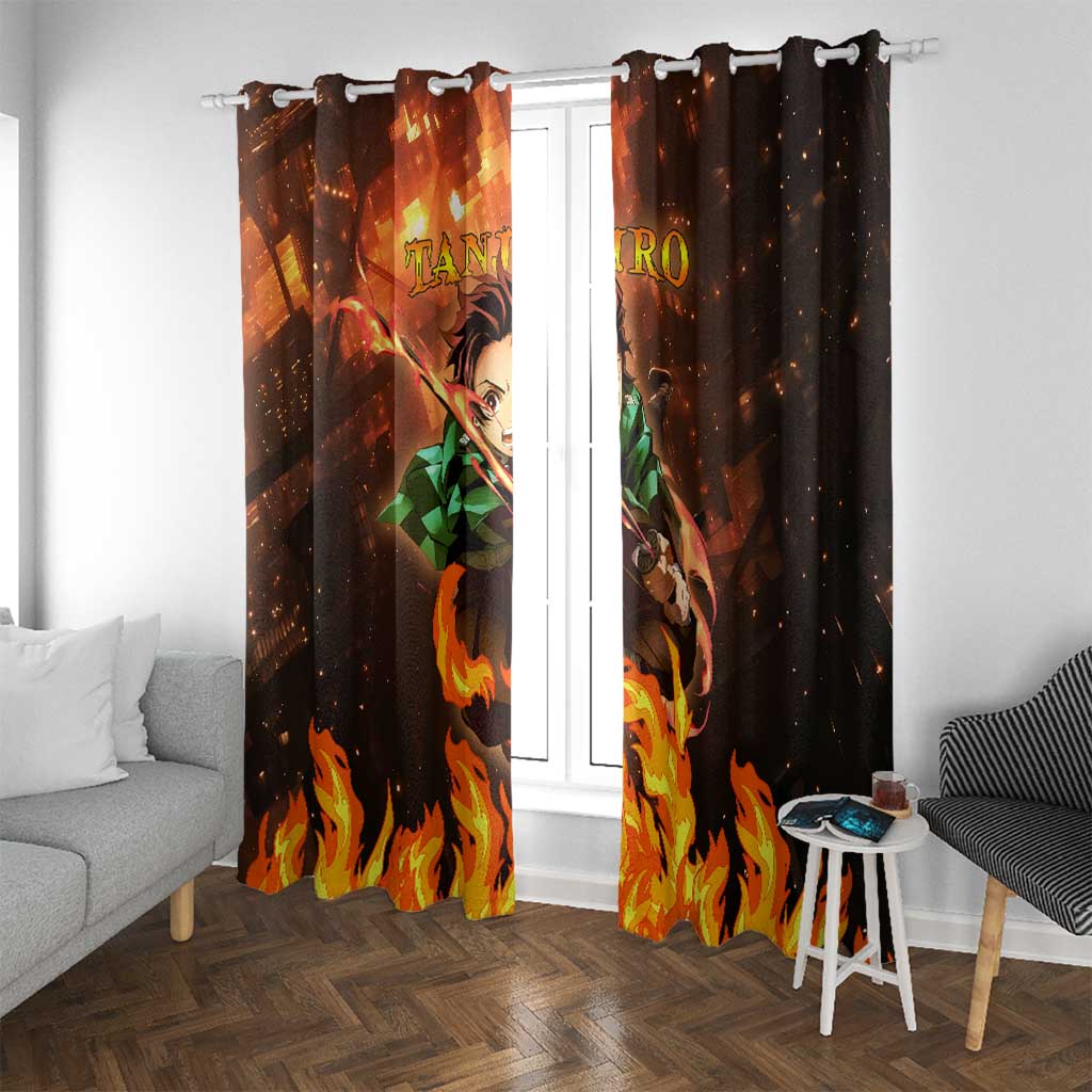Kamado Tanjiro in Infinity Castle - Demon Slayer Window Curtain Anime Style