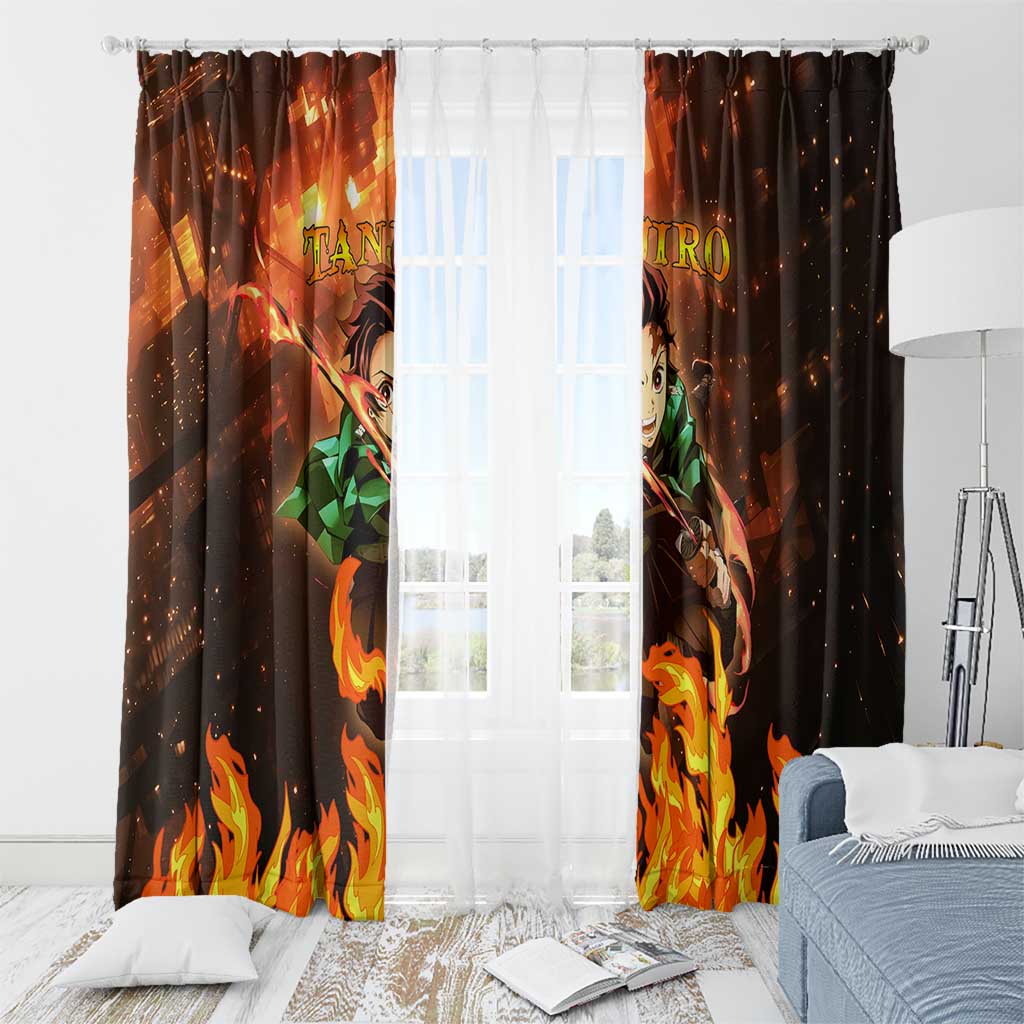 Kamado Tanjiro in Infinity Castle - Demon Slayer Window Curtain Anime Style