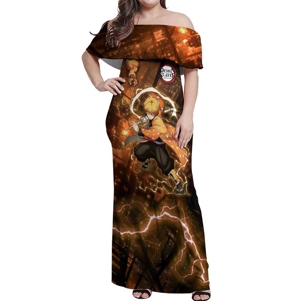 Nenitsu - Infinity Castle - Demon Slayer Off Shoulder Maxi Dress Anime Style