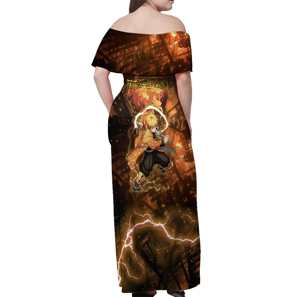 Nenitsu - Infinity Castle - Demon Slayer Off Shoulder Maxi Dress Anime Style
