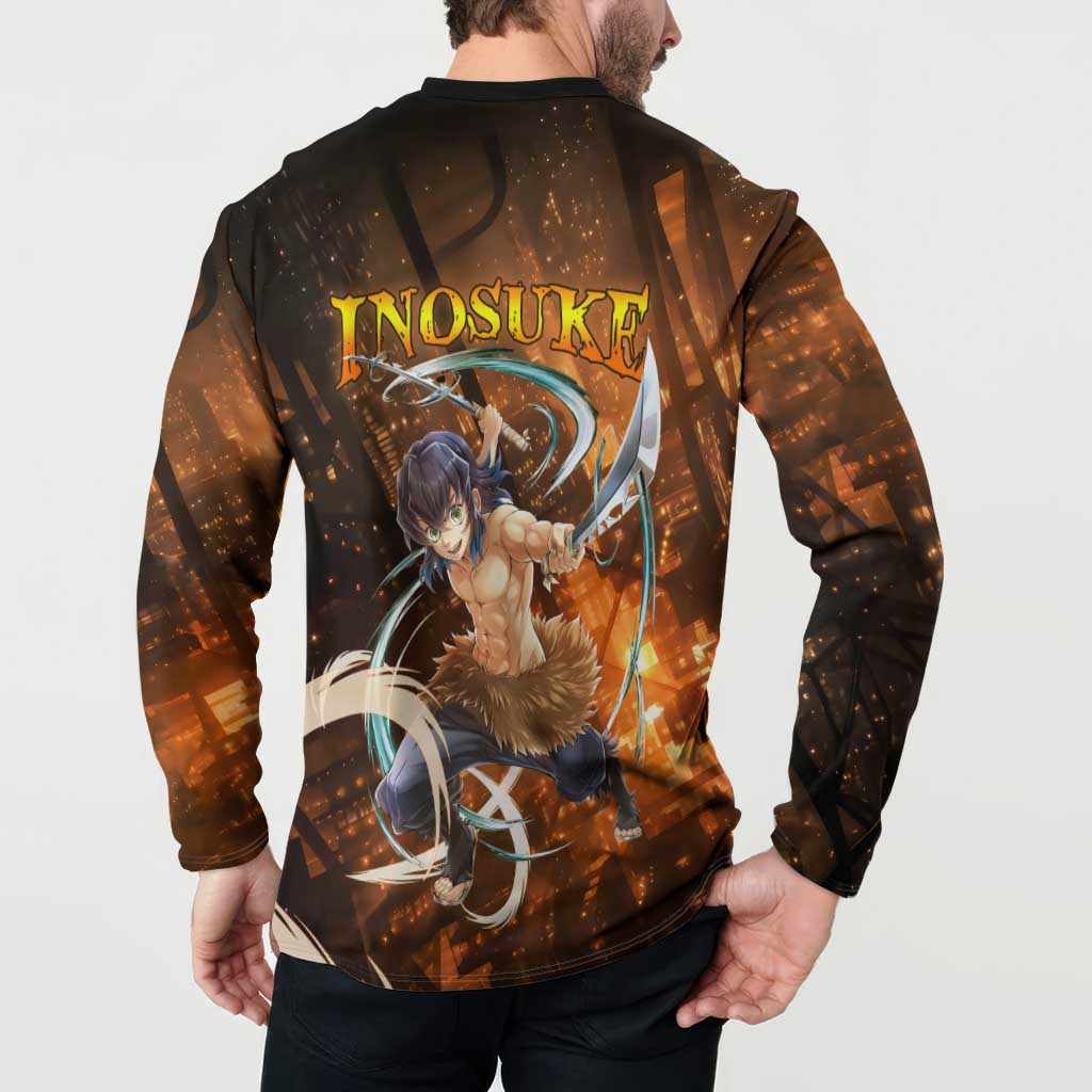 Inosuke - Infinity Castle - Demon Slayer Button Sweatshirt Anime Style