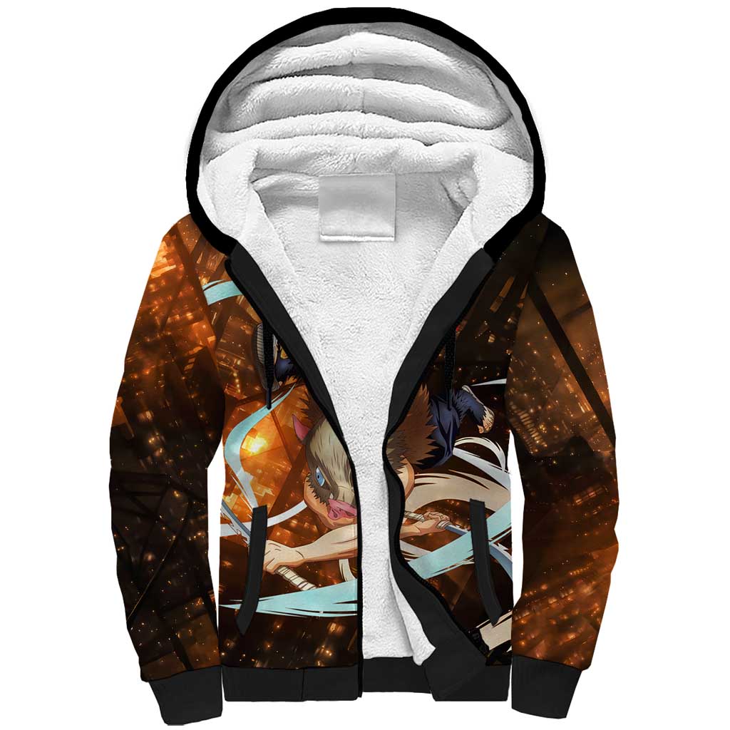 Inosuke - Infinity Castle - Demon Slayer Sherpa Hoodie Anime Style