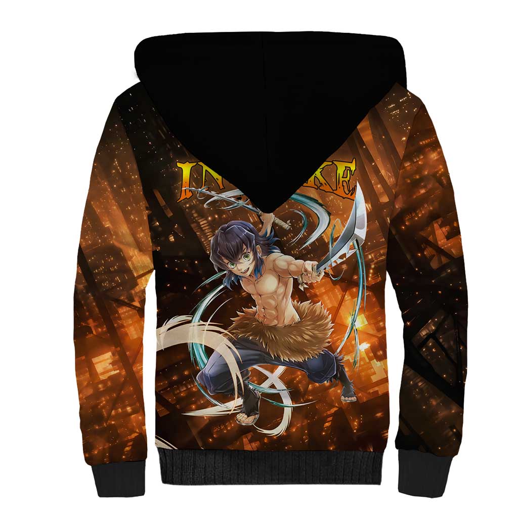 Inosuke - Infinity Castle - Demon Slayer Sherpa Hoodie Anime Style