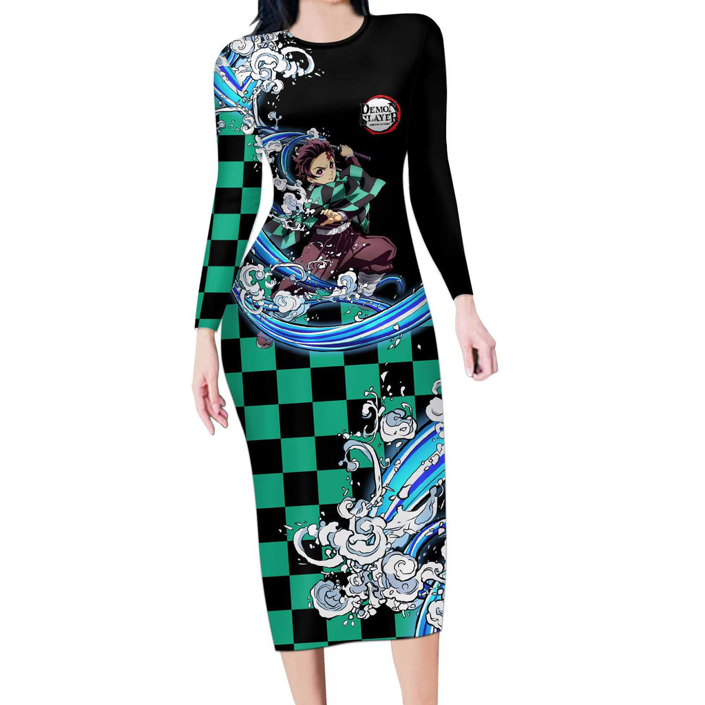 Tanjiro Kamado - Demon Slayer Long Sleeve Bodycon Dress Anime Style