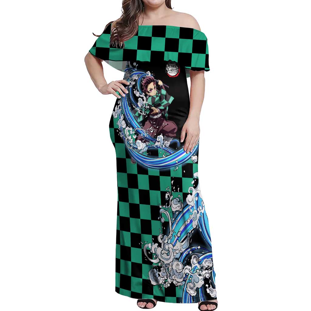 Tanjiro Kamado - Demon Slayer Off Shoulder Maxi Dress Anime Style