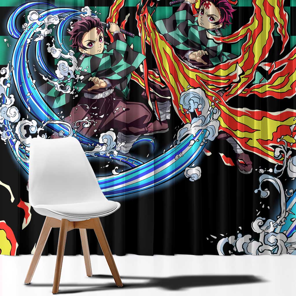 Tanjiro Kamado - Demon Slayer Window Curtain Anime Style