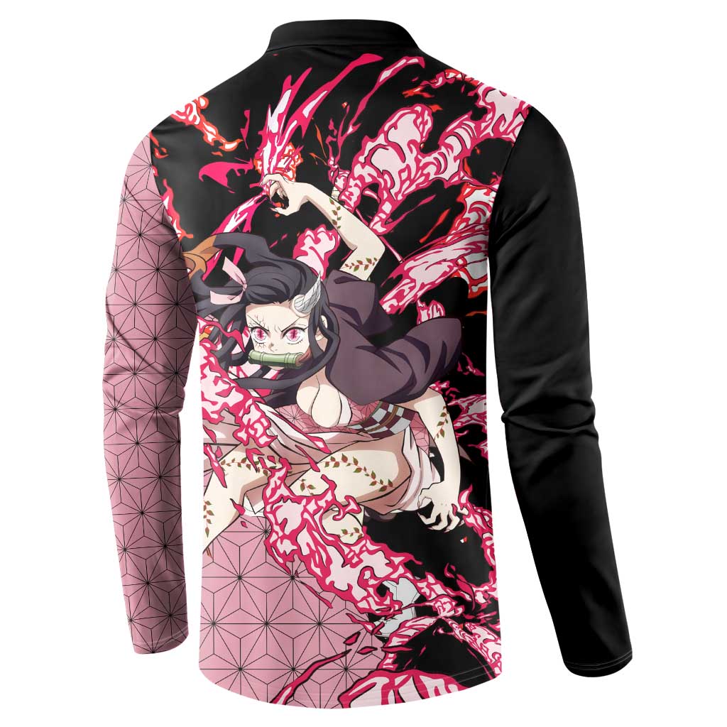 Nezuko Kamado - Demon Slayer Button Sweatshirt Anime Style