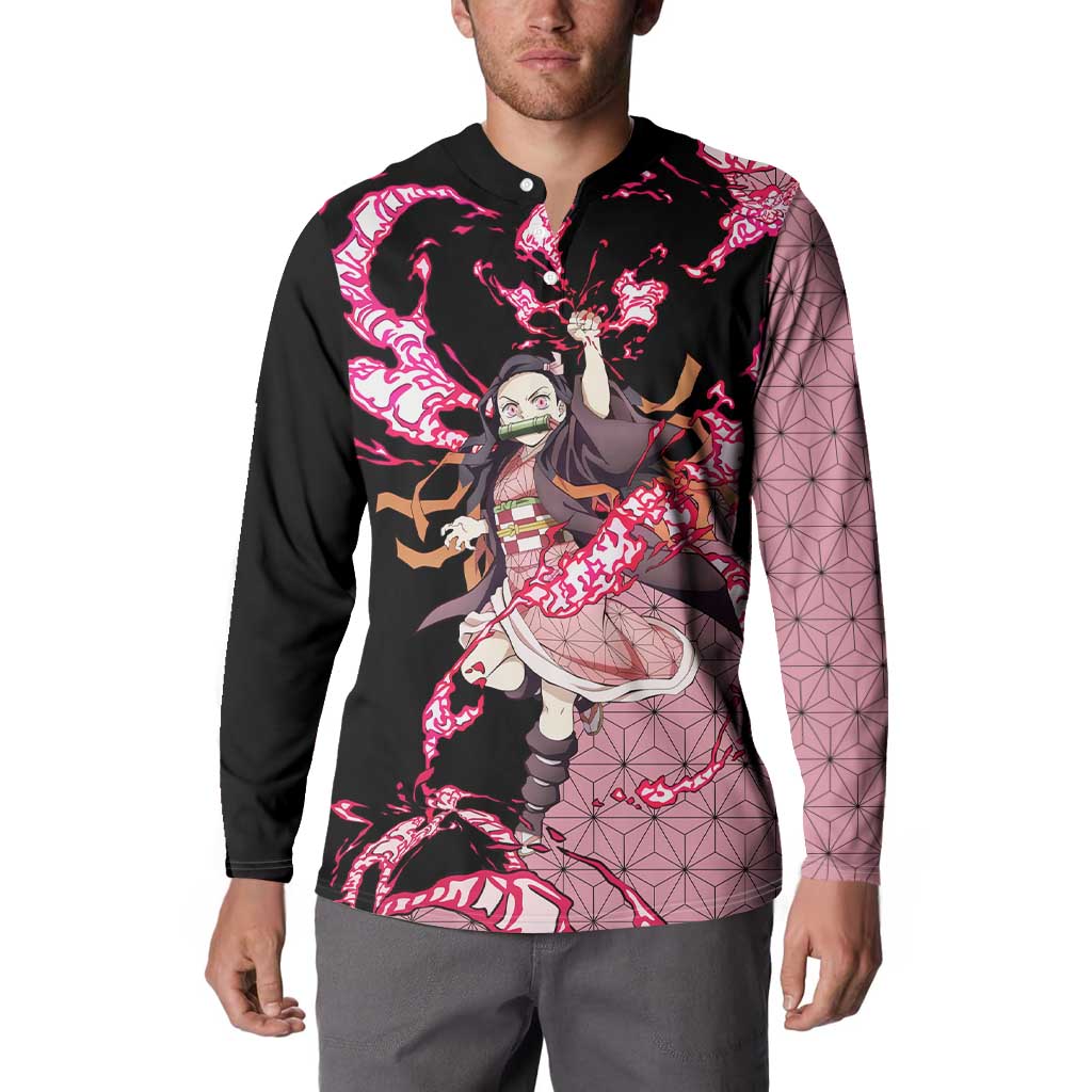 Nezuko Kamado - Demon Slayer Button Sweatshirt Anime Style