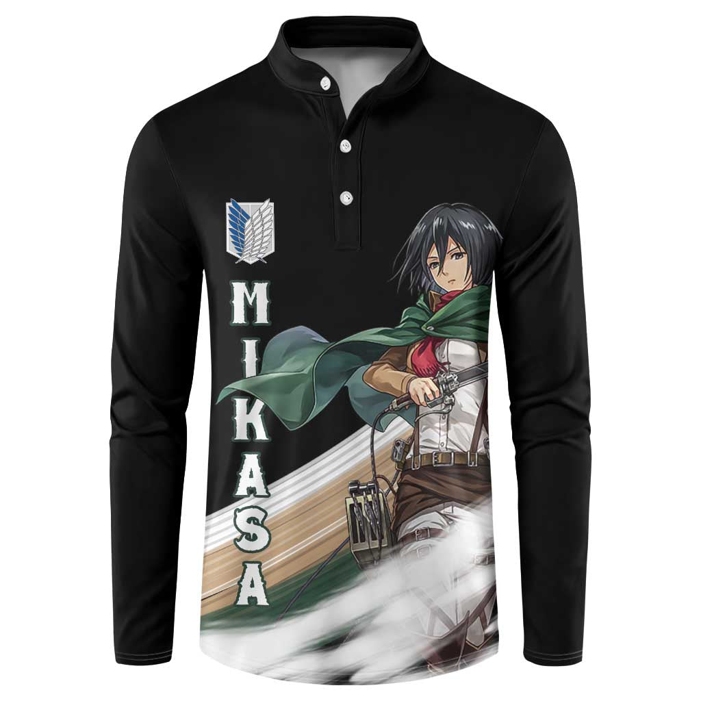 Mikasa Ackerman - Attack On Titan Button Sweatshirt Anime Style