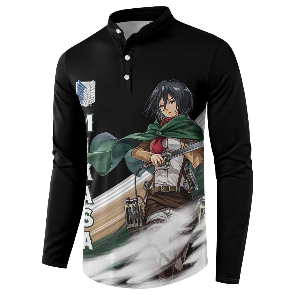 Mikasa Ackerman - Attack On Titan Button Sweatshirt Anime Style