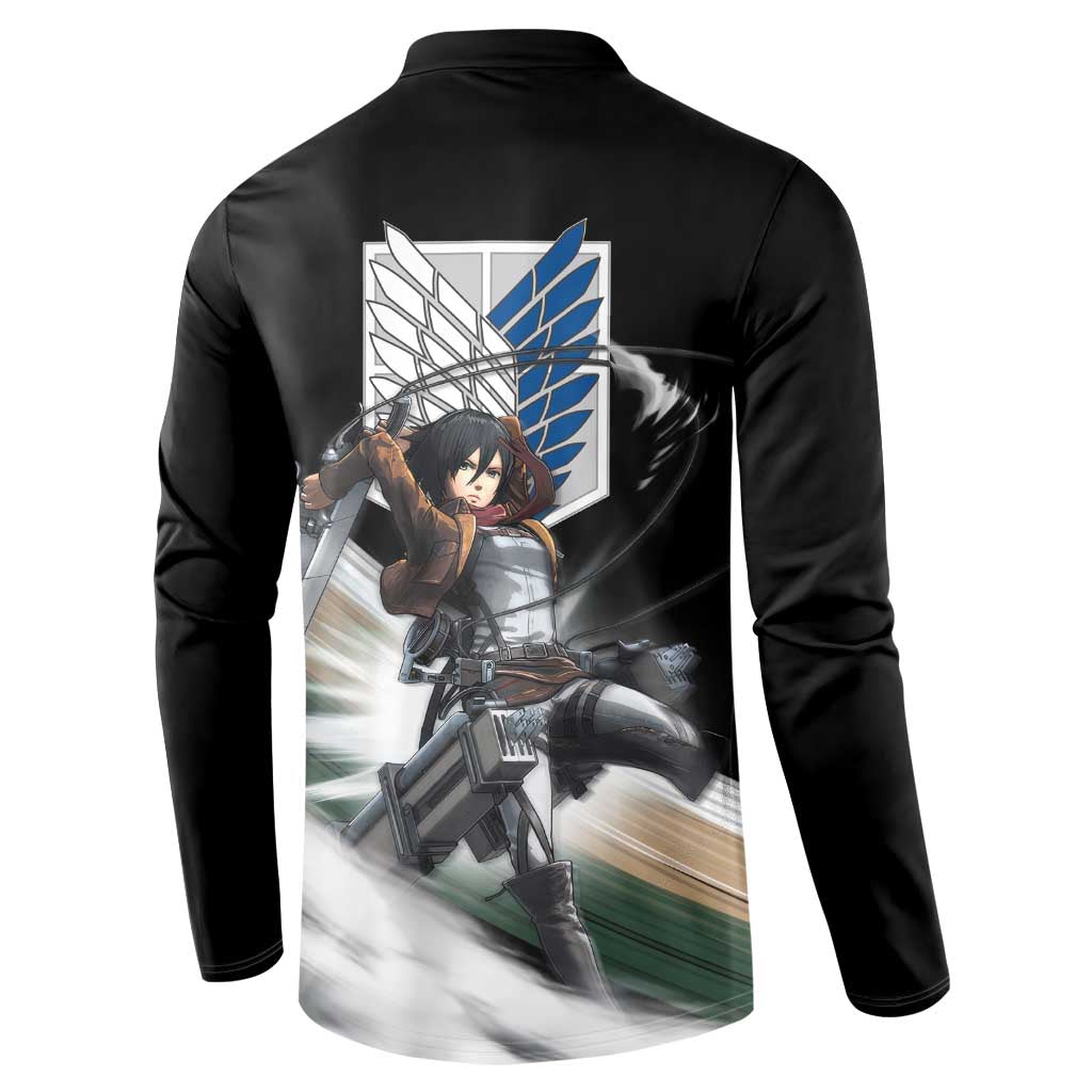Mikasa Ackerman - Attack On Titan Button Sweatshirt Anime Style