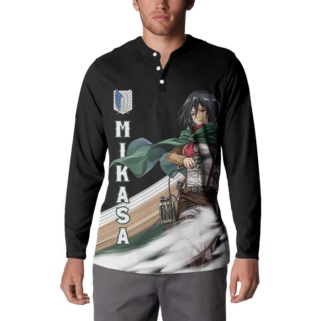 Mikasa Ackerman - Attack On Titan Button Sweatshirt Anime Style