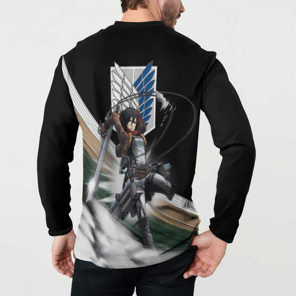 Mikasa Ackerman - Attack On Titan Button Sweatshirt Anime Style
