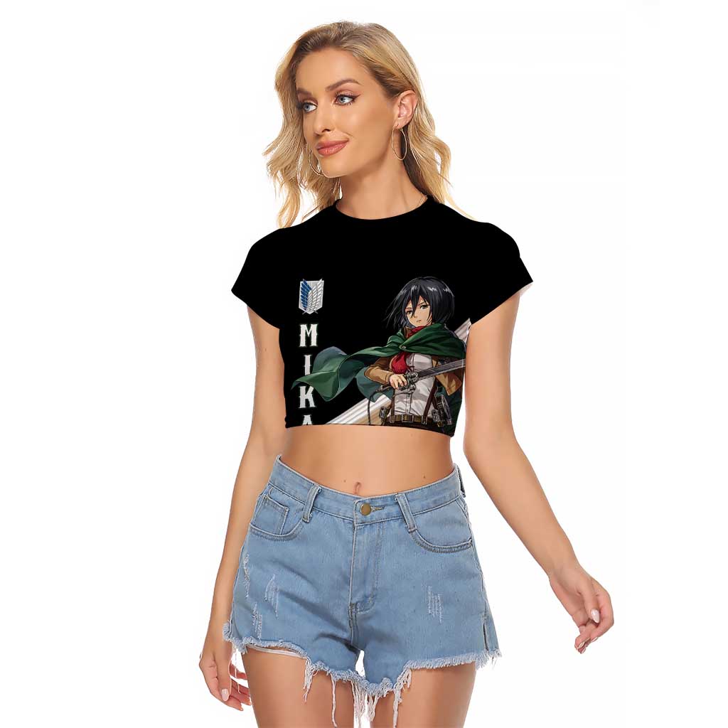 Mikasa Ackerman - Attack On Titan Raglan Cropped T Shirt Anime Style