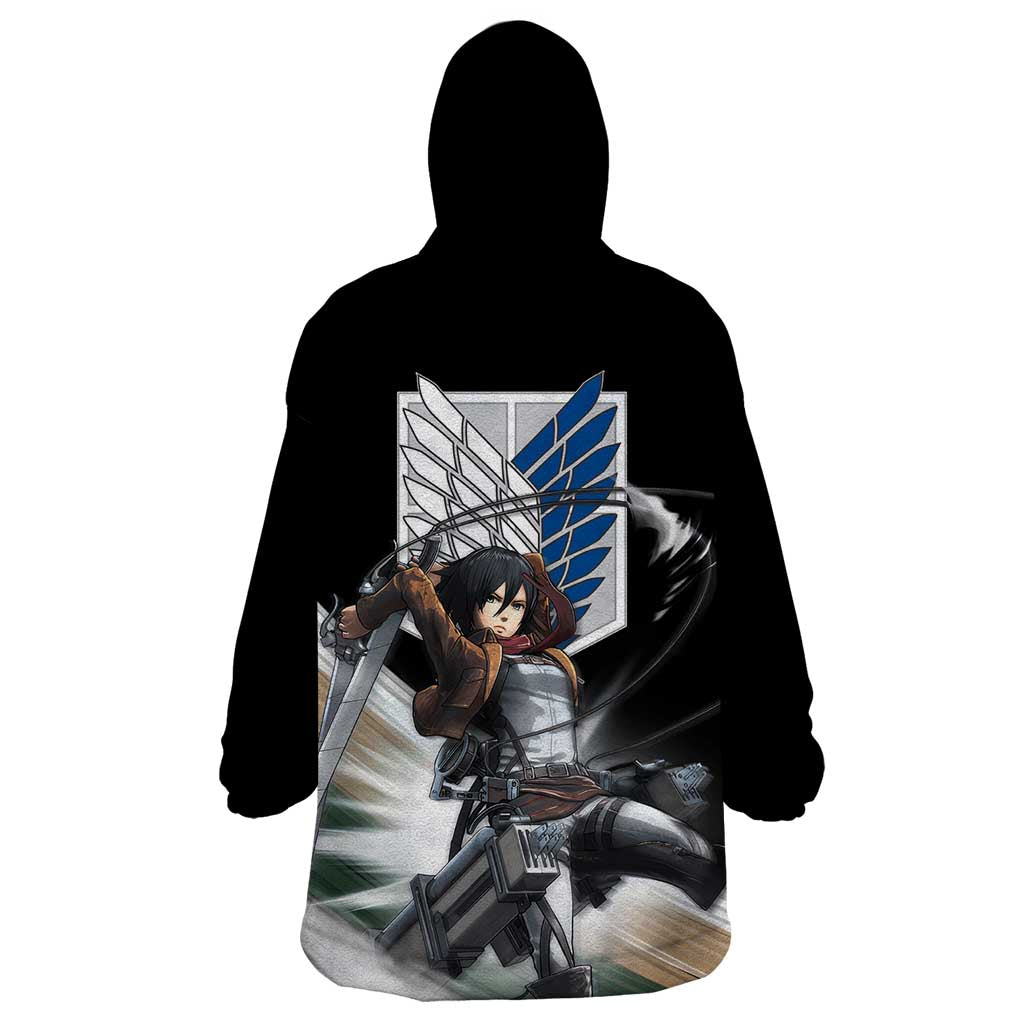 Mikasa Ackerman - Attack On Titan Wearable Blanket Hoodie Anime Style