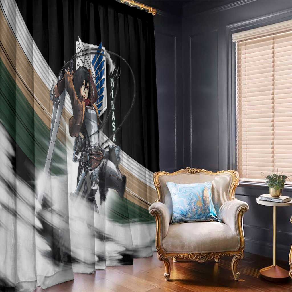 Mikasa Ackerman - Attack On Titan Window Curtain Anime Style