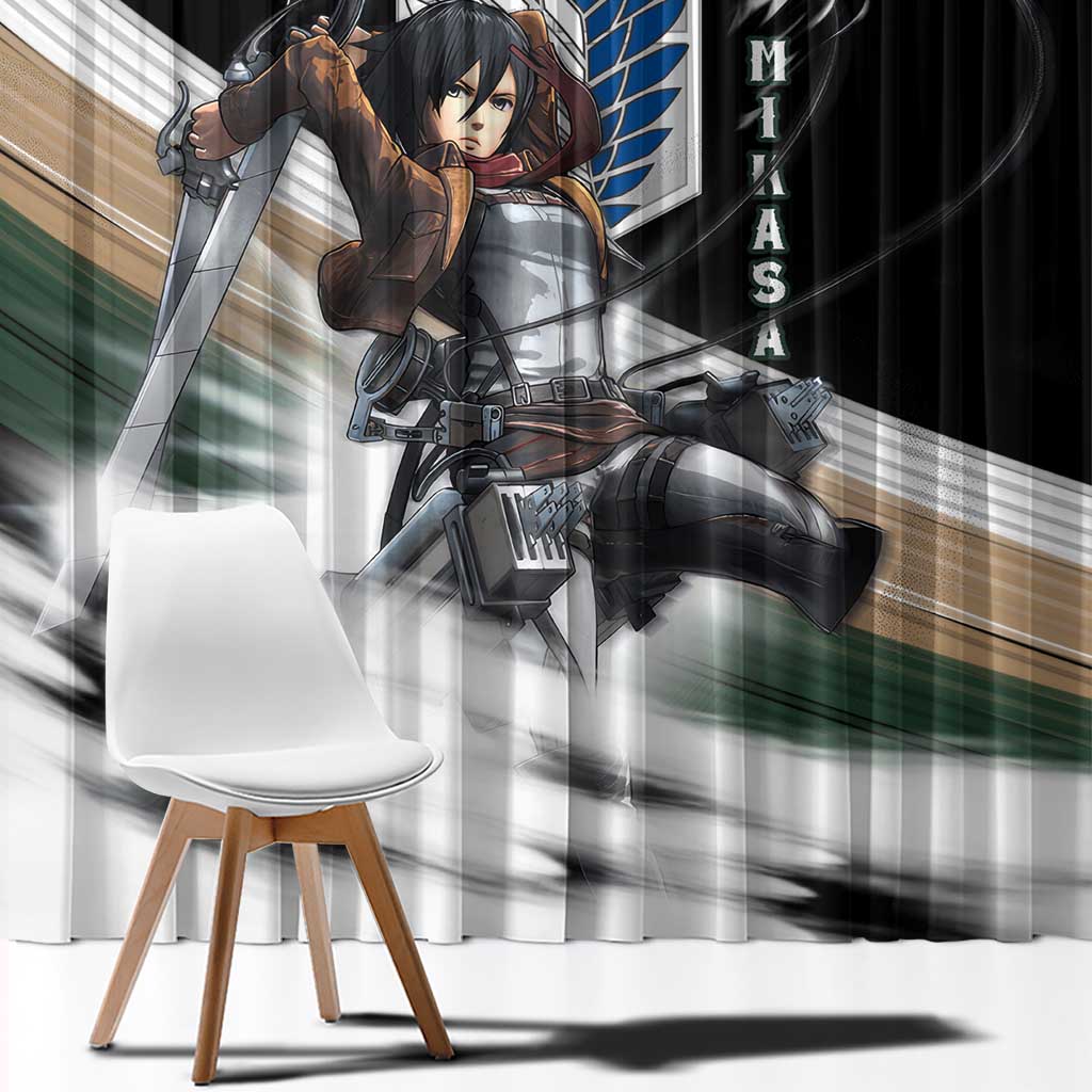 Mikasa Ackerman - Attack On Titan Window Curtain Anime Style