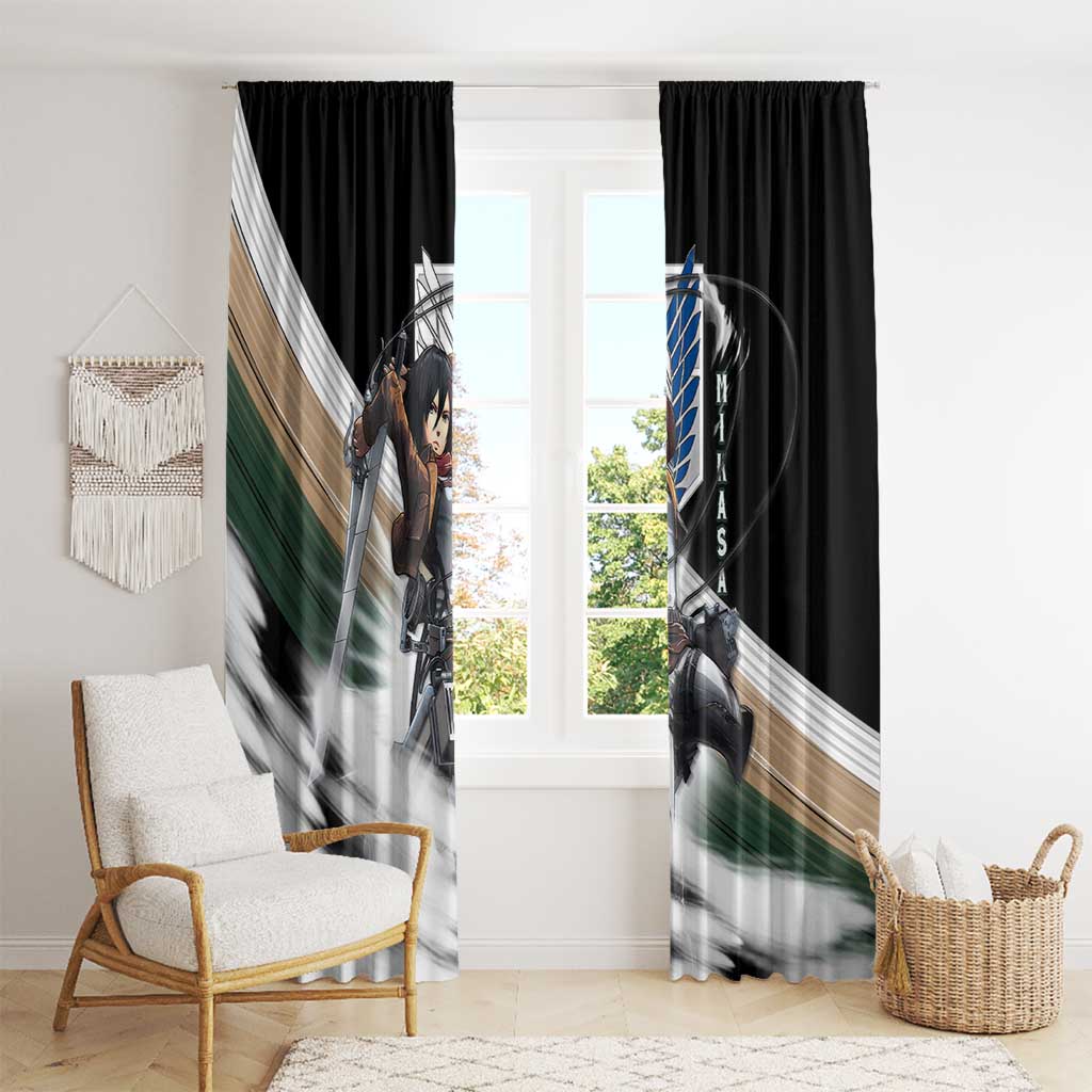 Mikasa Ackerman - Attack On Titan Window Curtain Anime Style