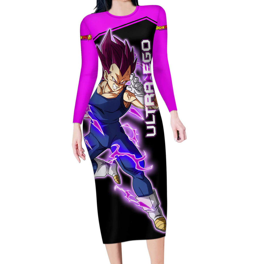 Vegeta Ultra Ego - Dragon Ball Long Sleeve Bodycon Dress Anime Style