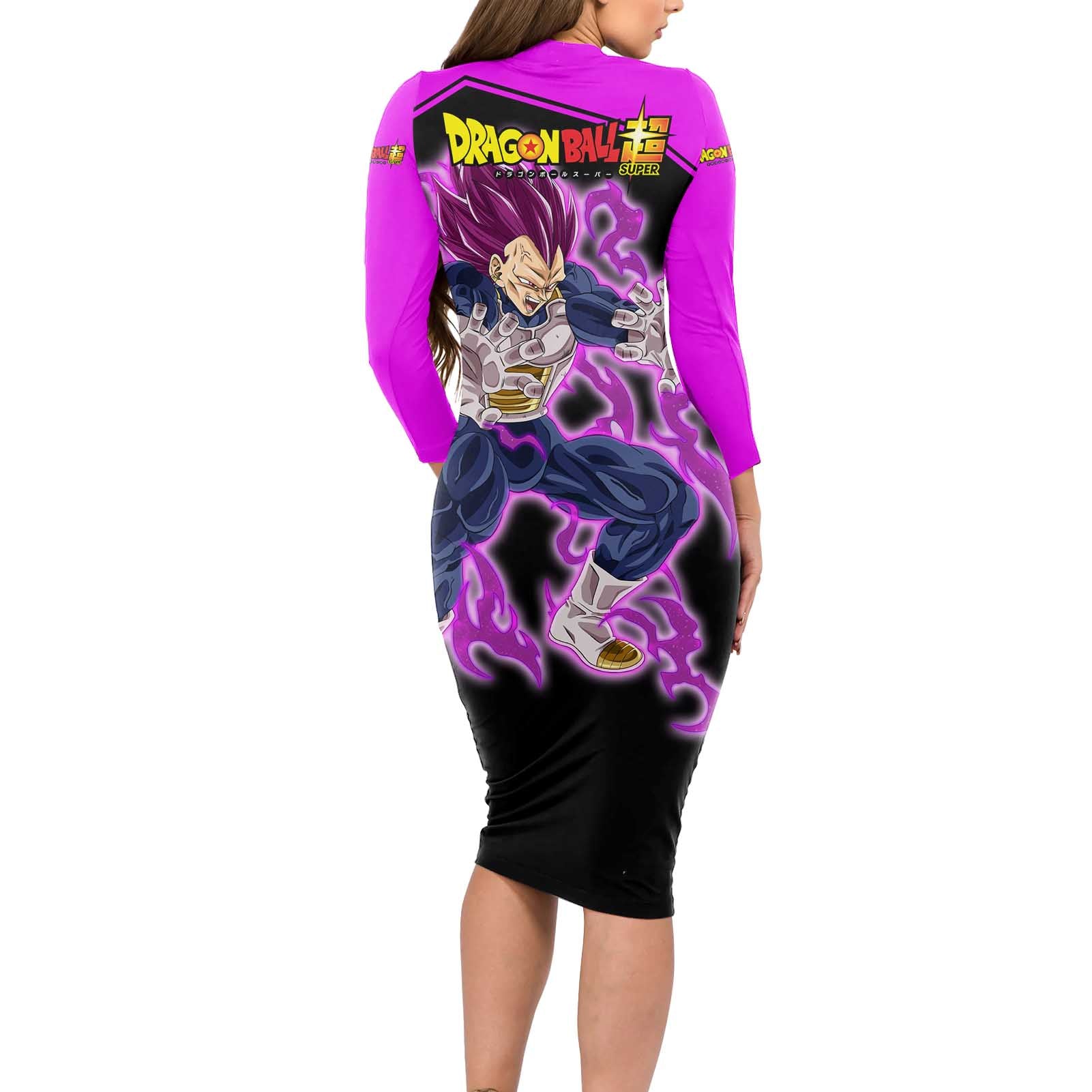 Vegeta Ultra Ego - Dragon Ball Long Sleeve Bodycon Dress Anime Style