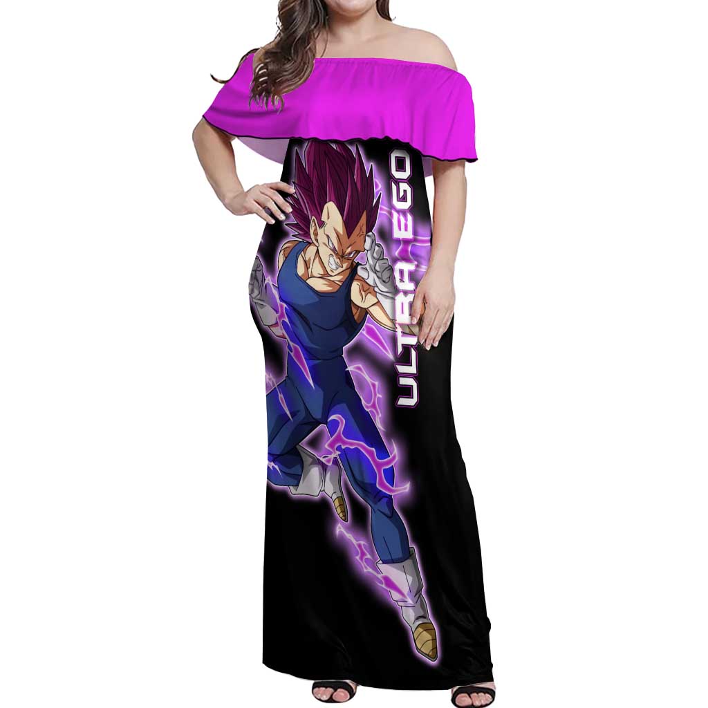 Vegeta Ultra Ego - Dragon Ball Off Shoulder Maxi Dress Anime Style