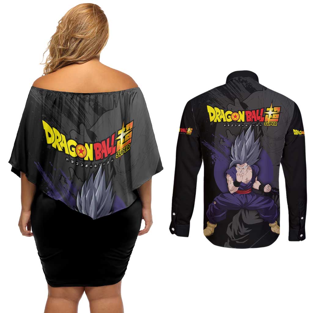 Gohan Beast - Dragon Ball Couples Matching Off Shoulder Short Dress and Long Sleeve Button Shirt Anime Style