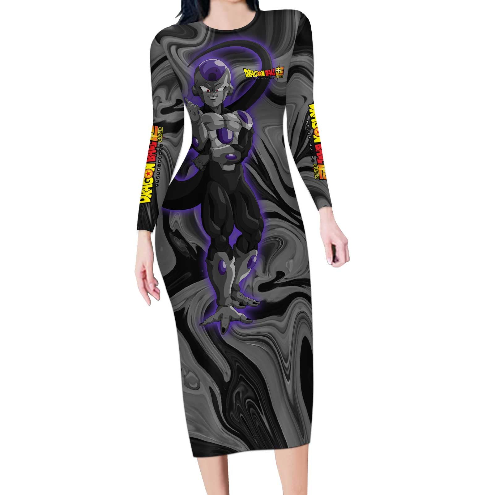Black Frieza - Dragon Ball Long Sleeve Bodycon Dress Anime Style