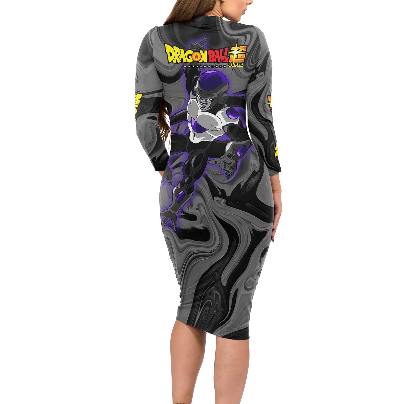 Black Frieza - Dragon Ball Long Sleeve Bodycon Dress Anime Style