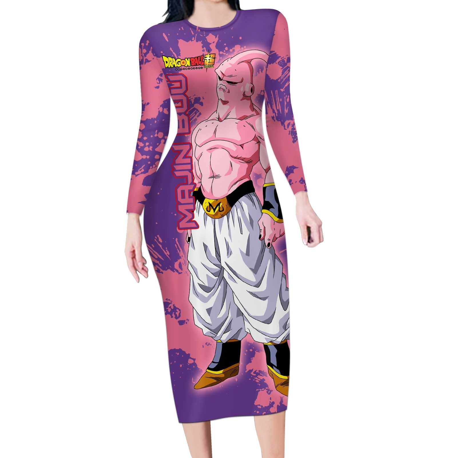 Skinny Majin Buu - Dragon Ball Long Sleeve Bodycon Dress Anime Style