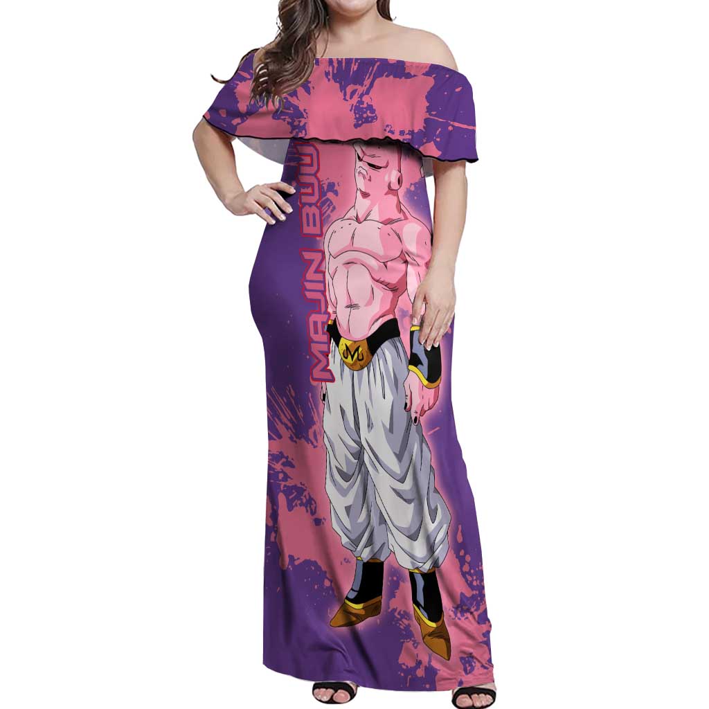 Skinny Majin Buu - Dragon Ball Off Shoulder Maxi Dress Anime Style