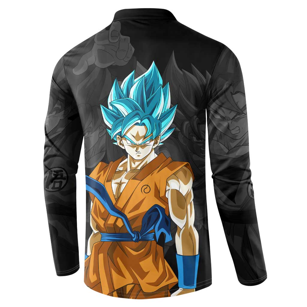 Goku Blue - Dragon Ball Button Sweatshirt Anime Style