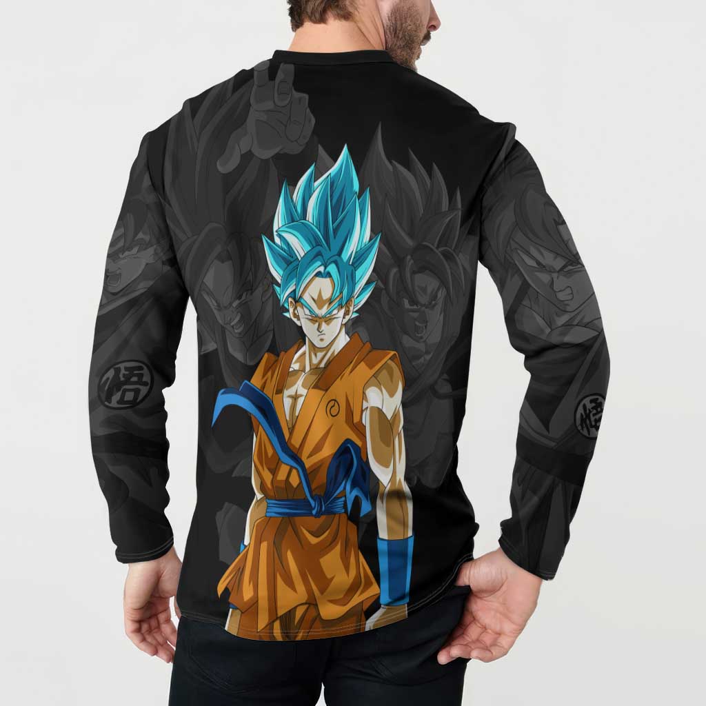 Goku Blue - Dragon Ball Button Sweatshirt Anime Style