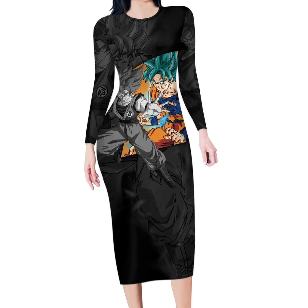 Goku Blue - Dragon Ball Long Sleeve Bodycon Dress Anime Style
