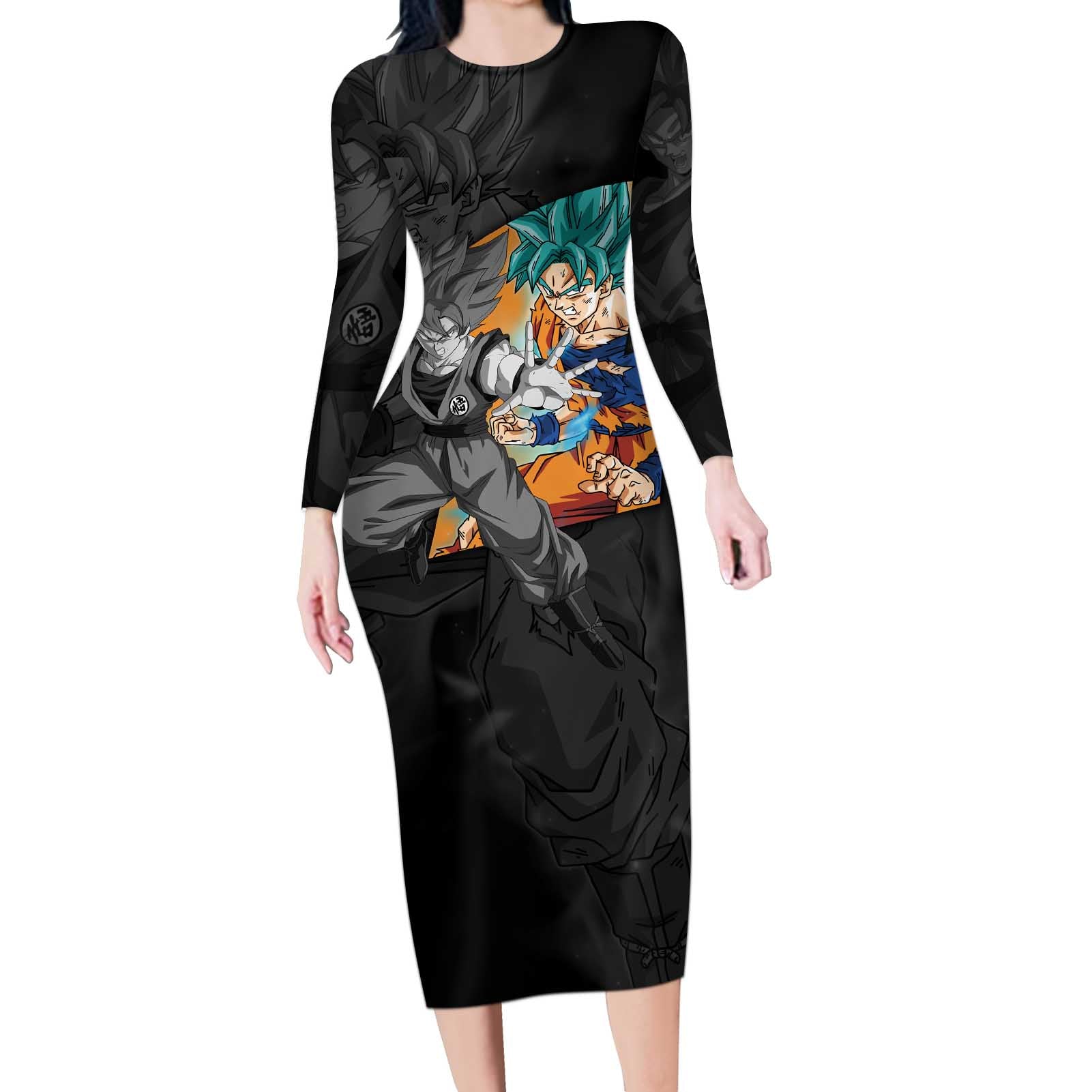 Goku Blue - Dragon Ball Long Sleeve Bodycon Dress Anime Style