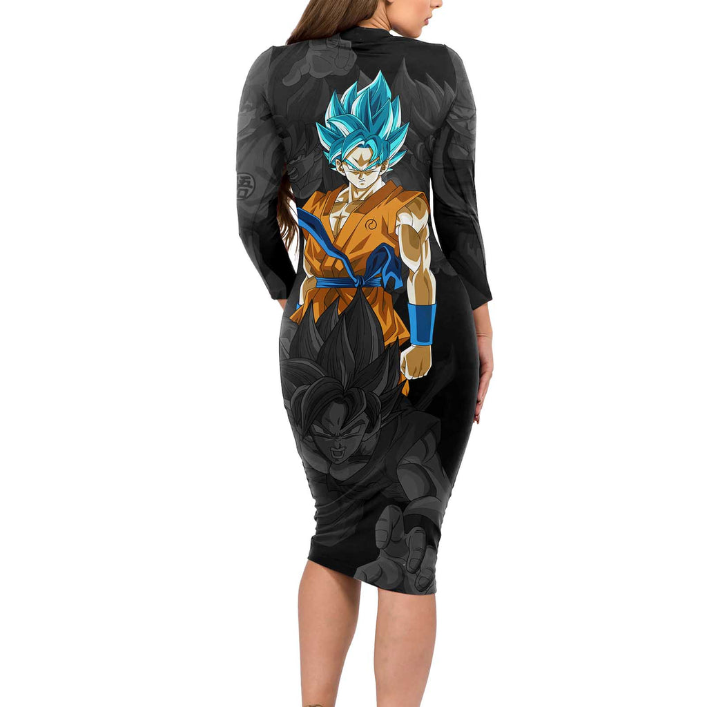 Goku Blue - Dragon Ball Long Sleeve Bodycon Dress Anime Style