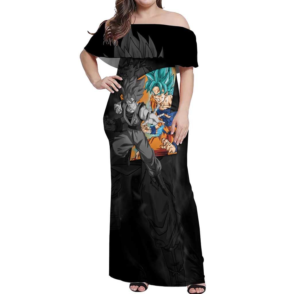 Goku Blue - Dragon Ball Off Shoulder Maxi Dress Anime Style