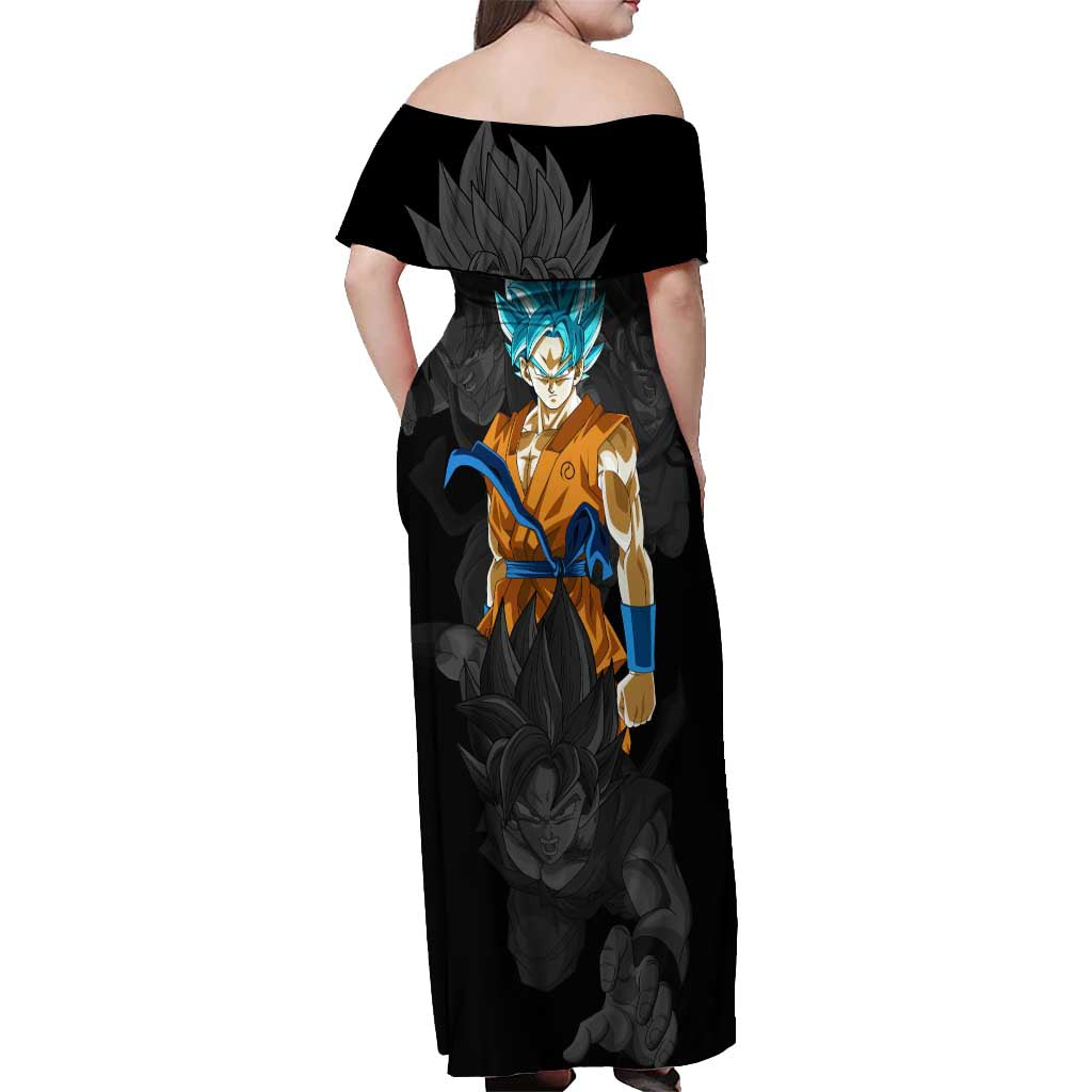 Goku Blue - Dragon Ball Off Shoulder Maxi Dress Anime Style