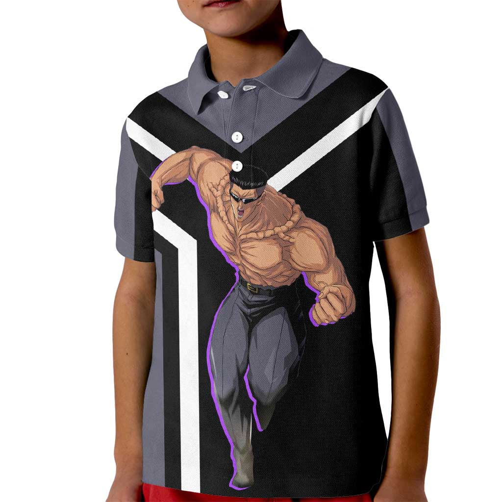 Kurama Yu Yu Hakusho Kid Polo Shirt with Human Form and Calm Focused Pose Design - The Mazicc