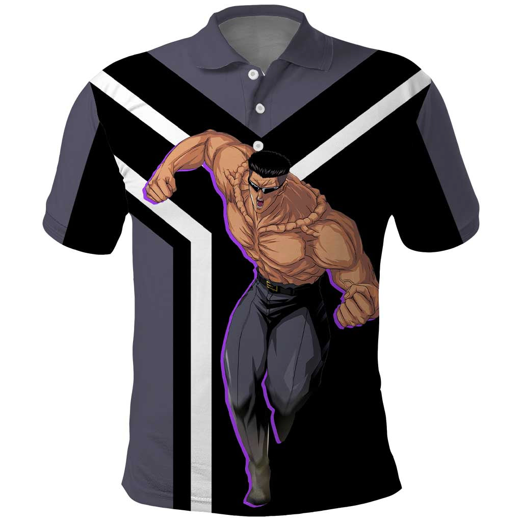 Kurama Yu Yu Hakusho Polo Shirt with Human Form and Calm Focused Pose Design - The Mazicc