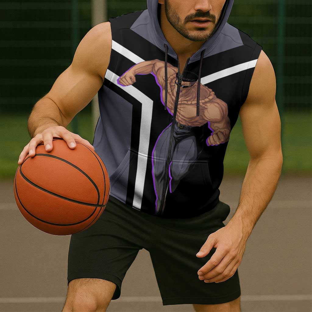 Kurama Yu Yu Hakusho Sleeveless Zip Hoodie with Human Form and Calm Focused Pose Design - The Mazicc
