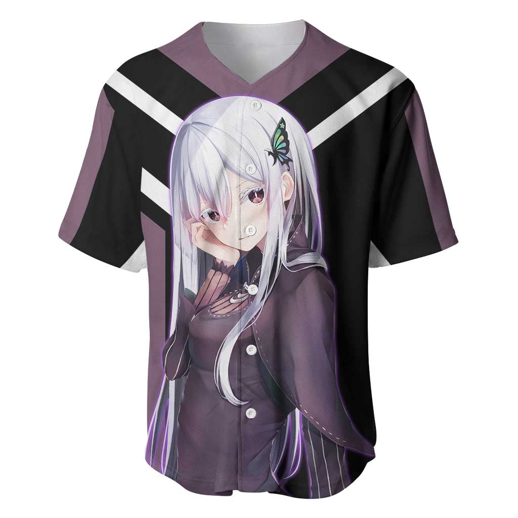 Enchidna Re:Zero Baseball Jersey with Elegant Pose and Mystical Fantasy Design - The Mazicc