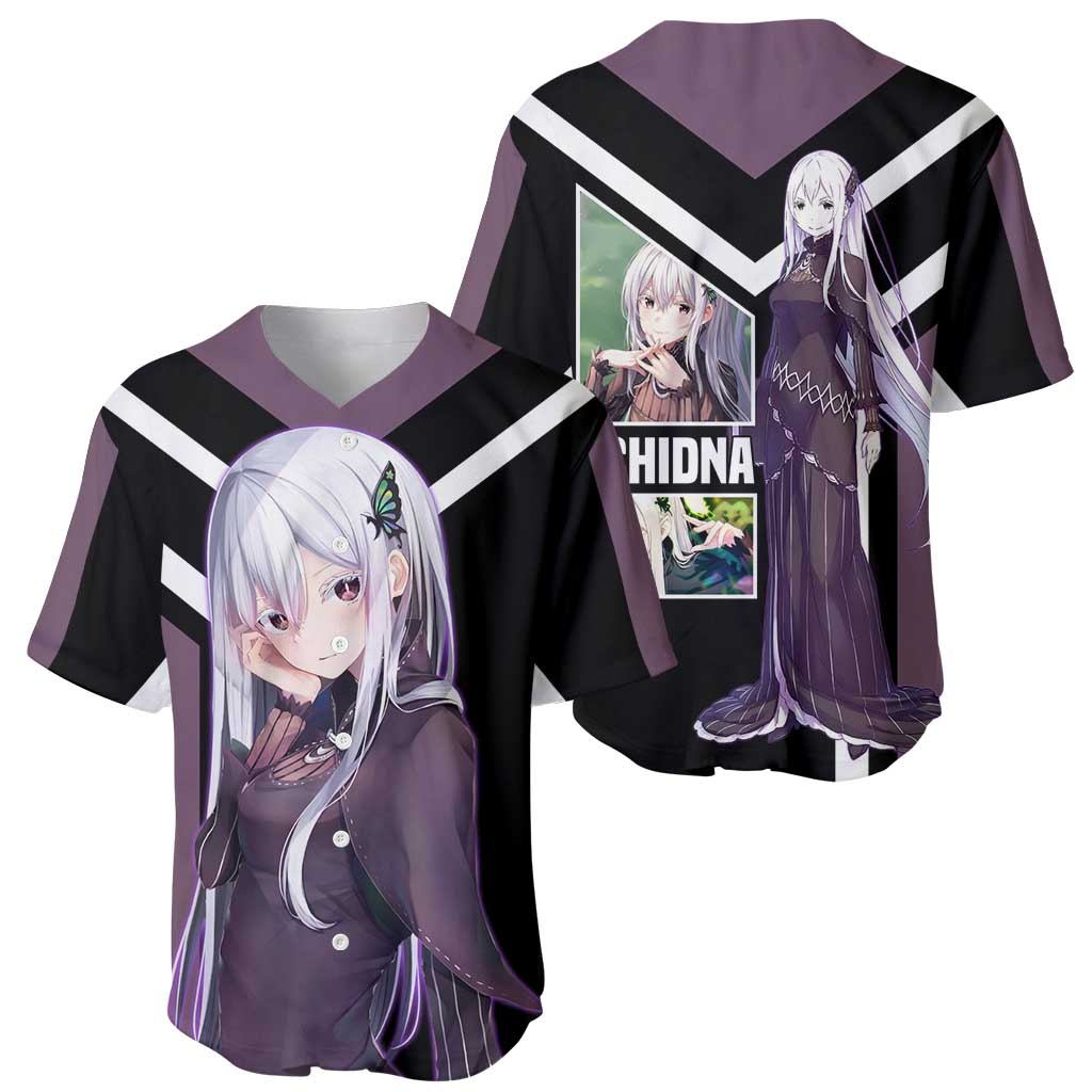 Enchidna Re:Zero Baseball Jersey with Elegant Pose and Mystical Fantasy Design - The Mazicc