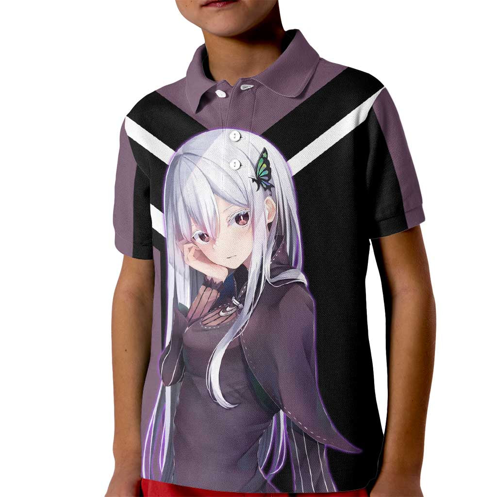 Enchidna Re:Zero Kid Polo Shirt with Elegant Pose and Mystical Fantasy Design - The Mazicc