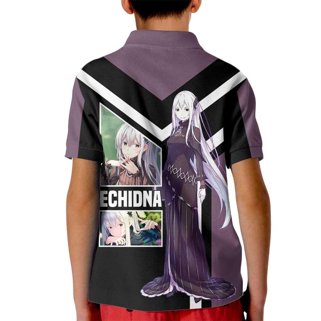 Enchidna Re:Zero Kid Polo Shirt with Elegant Pose and Mystical Fantasy Design - The Mazicc